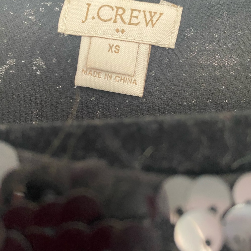 J Crew Sequin Black Top